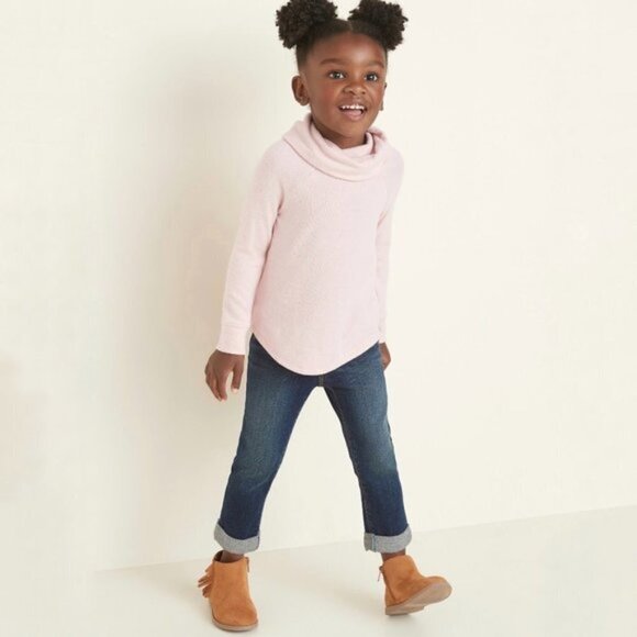 OLD NAVY Plush Knit Cowl Neck Top Long Sleeve Shirt Lightweight Sweater 12-18 M - Picture 1 of 8